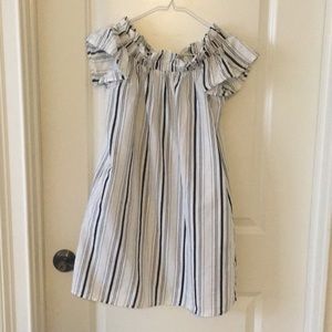 Blue and white striped dress